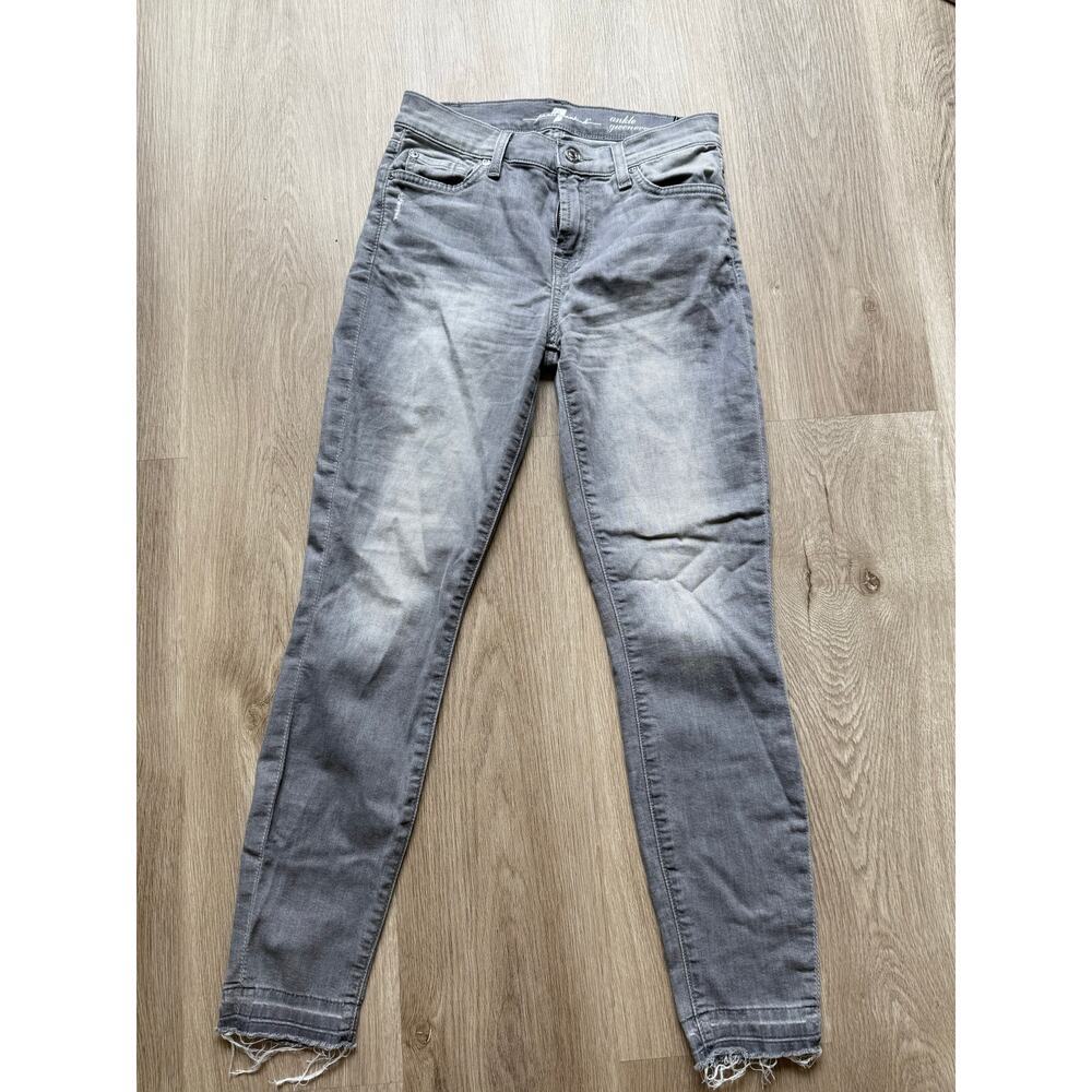 7 For All Mankind, Skinny Guenevere, Gray, Size 26, raw hem